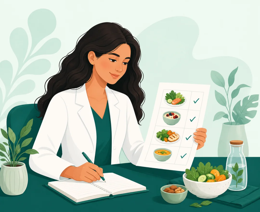 Nutricionista preparando una minuta personalizada